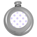 Polka Dots - Pale Lavender Violet on White Hip Flask (5 oz)