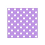 Polka Dots - White on Bright Lavender Violet Satin Bandana Scarf