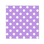 Polka Dots - White on Bright Lavender Violet Small Satin Scarf  (Square)