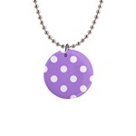 Polka Dots - White on Bright Lavender Violet 1  Button Necklace