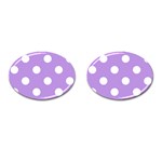 Polka Dots - White on Bright Lavender Violet Cufflinks (Oval)