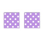 Polka Dots - White on Bright Lavender Violet Cufflinks (Square)