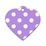 Polka Dots - White on Bright Lavender Violet Dog Tag Heart (One Side)