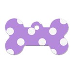 Polka Dots - White on Bright Lavender Violet Dog Tag Bone (One Side)