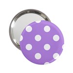 Polka Dots - White on Bright Lavender Violet 2.25  Handbag Mirror