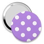Polka Dots - White on Bright Lavender Violet 3  Handbag Mirror