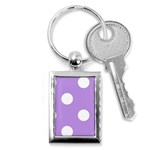 Polka Dots - White on Bright Lavender Violet Key Chain (Rectangle)