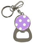Polka Dots - White on Bright Lavender Violet Bottle Opener Key Chain