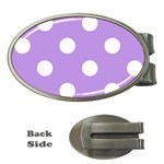 Polka Dots - White on Bright Lavender Violet Money Clip (Oval)