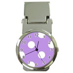 Polka Dots - White on Bright Lavender Violet Money Clip Watch