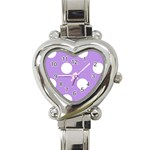 Polka Dots - White on Bright Lavender Violet Heart Italian Charm Watch