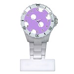 Polka Dots - White on Bright Lavender Violet Nurses Watch