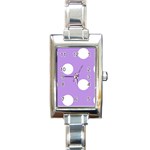 Polka Dots - White on Bright Lavender Violet Rectangle Italian Charm Watch