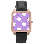 Polka Dots - White on Bright Lavender Violet Rose Gold Leather Watch