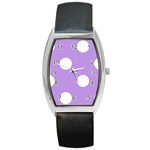 Polka Dots - White on Bright Lavender Violet Barrel Style Metal Watch