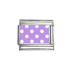 Polka Dots - White on Bright Lavender Violet Italian Charm (9mm)