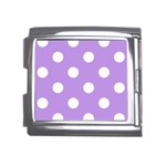 Polka Dots - White on Bright Lavender Violet Mega Link Italian Charm (18mm)