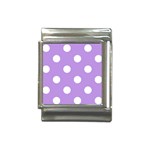 Polka Dots - White on Bright Lavender Violet Italian Charm (13mm)