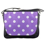 Polka Dots - White on Bright Lavender Violet Messenger Bag