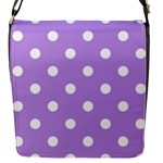 Polka Dots - White on Bright Lavender Violet Flap Closure Messenger Bag (S)