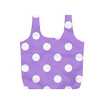 Polka Dots - White on Bright Lavender Violet Full Print Recycle Bag (S)