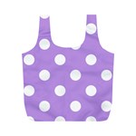 Polka Dots - White on Bright Lavender Violet Full Print Recycle Bag (M)