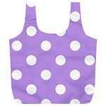 Polka Dots - White on Bright Lavender Violet Full Print Recycle Bag (XL)
