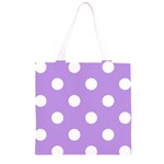 Polka Dots - White on Bright Lavender Violet Grocery Light Tote Bag