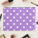 Polka Dots - White on Bright Lavender Violet Cosmetic Bag (XL)