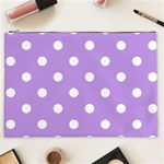 Polka Dots - White on Bright Lavender Violet Cosmetic Bag (XXL)