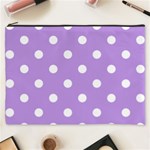 Polka Dots - White on Bright Lavender Violet Cosmetic Bag (XXXL)