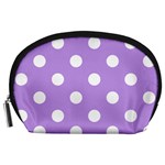 Polka Dots - White on Bright Lavender Violet Accessory Pouch (Large)