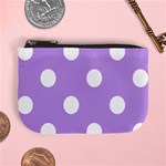 Polka Dots - White on Bright Lavender Violet Mini Coin Purse