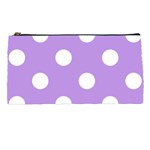 Polka Dots - White on Bright Lavender Violet Pencil Case