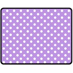 Polka Dots - White on Bright Lavender Violet Fleece Blanket (Medium) (One Side)