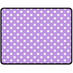 Polka Dots - White on Bright Lavender Violet Double Sided Fleece Blanket (Medium) (Two Sides)