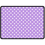 Polka Dots - White on Bright Lavender Violet Double Sided Fleece Blanket (Large) (Two Sides)
