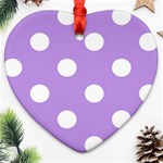 Polka Dots - White on Bright Lavender Violet Heart Ornament (Two Sides)
