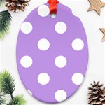 Polka Dots - White on Bright Lavender Violet Ornament (Oval)