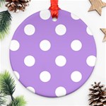 Polka Dots - White on Bright Lavender Violet Ornament (Round)