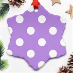 Polka Dots - White on Bright Lavender Violet Ornament (Snowflake)