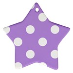 Polka Dots - White on Bright Lavender Violet Star Ornament (Two Sides)