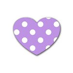 Polka Dots - White on Bright Lavender Violet Heart Coaster (4 pack)