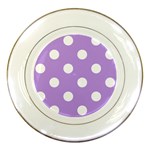 Polka Dots - White on Bright Lavender Violet Porcelain Plate