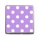 Polka Dots - White on Bright Lavender Violet Memory Card Reader (Square)