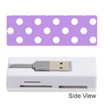 Polka Dots - White on Bright Lavender Violet Memory Card Reader (Stick)