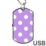 Polka Dots - White on Bright Lavender Violet Dog Tag USB Flash (One Side)