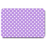 Polka Dots - White on Bright Lavender Violet Large Doormat