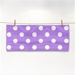 Polka Dots - White on Bright Lavender Violet Hand Towel