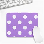 Polka Dots - White on Bright Lavender Violet Small Mousepad